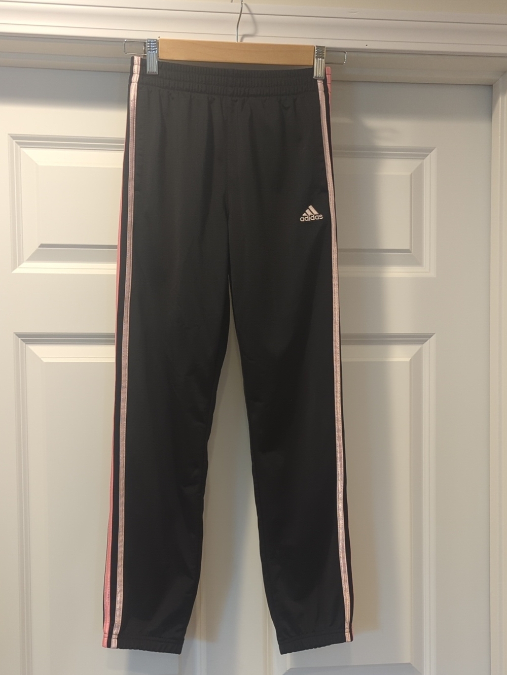 adidas Black Joggers with Pink Side Stripes for Kids